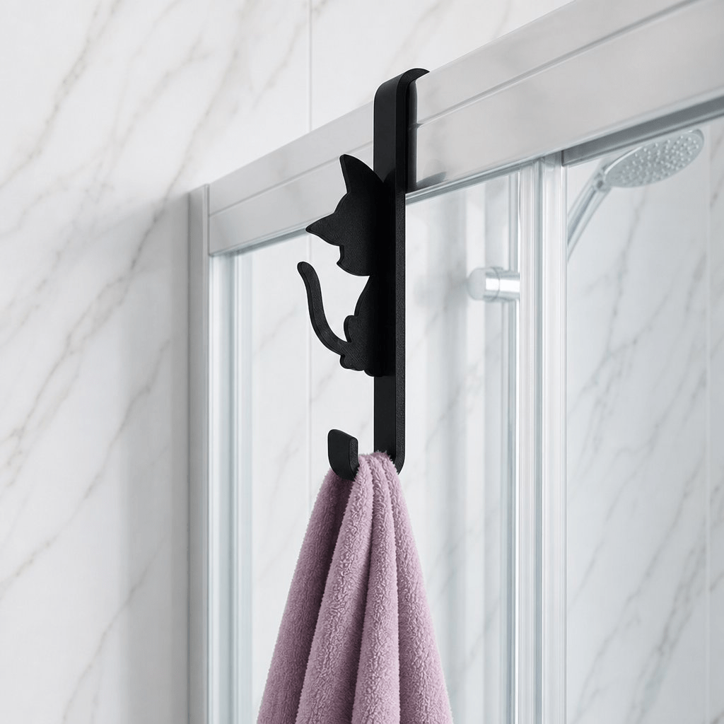 TEMU Cute Probe Cat Hanger, Clip-type, No-hole Design, Shower Room, Bathroom, Towel, Bath Flower, Creative Storage Hanger