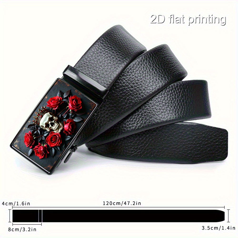 E-shop Einteiliger 2D Romantischer Blumen- Eleganter Ornament-Design - Langlebiger Hochwertiger Exquisiter Gürtel, Herren Schiebe-Gürtel, Verstellbarer