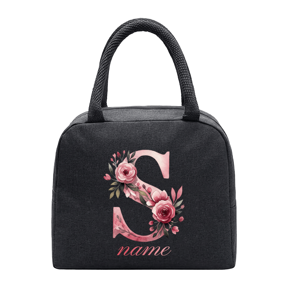 TEMU Customize Name Insulated Lunch Bag Durable Bento Pack Aluminum Foil Rice Bag Ice Pack Personalized Initial Letter Printing Lunch Box Portable
