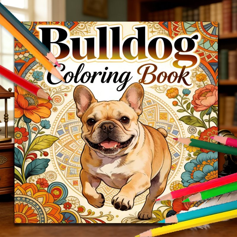 Yao Adult Coloring Book - Bulldog Coloring Book (24 Pages) With French Bulldog & Floral Mandala Art, Suitable For Relax & Mind Relaxation, Perfect Gifts For , Couples
