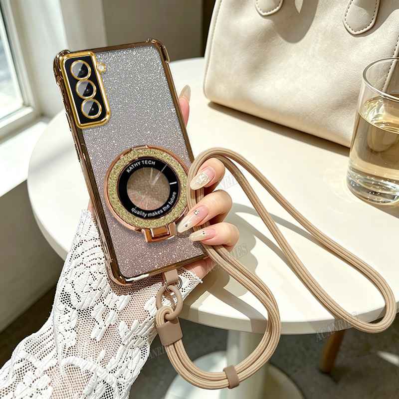 TEMU Phone Case: For Galaxy S21 5g/ S21 Fe 5g/ S21 Plus 5g/ S22 5g/ S22 Plus 5g Phone Case With Self-adhesive Holder, Solid Color 2-in-1 Adjustable