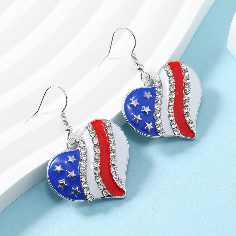 TEMU 1 Pairs Of American Flag Earrings- Stainless Steel Star And , Lightweight And Comfortable, Suitable For Parties, Holidays, And Casual Wear-
