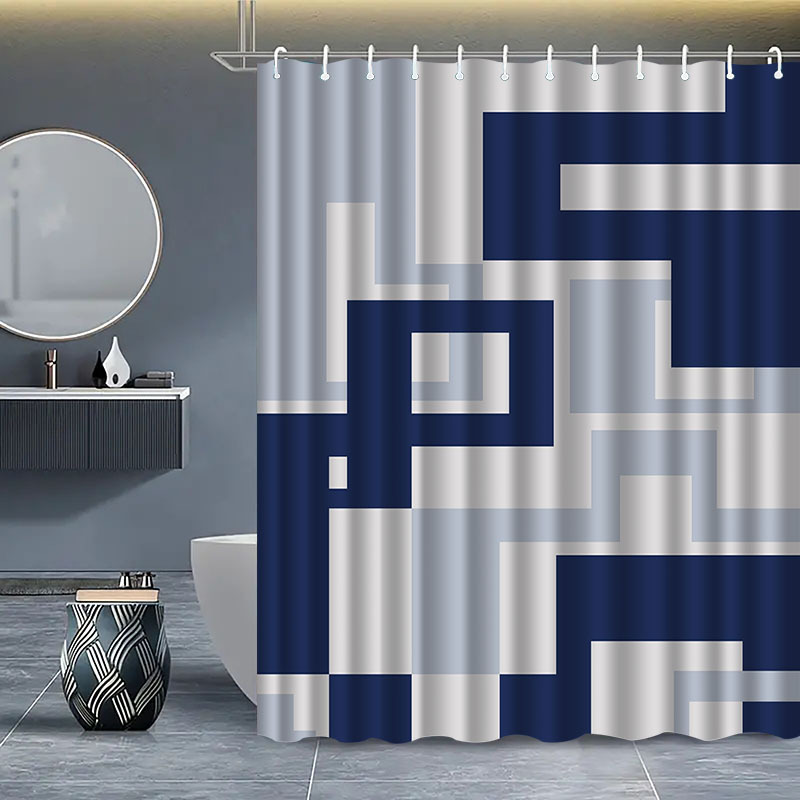 Simple Irregular Pattern Shower Curtain with Hooks