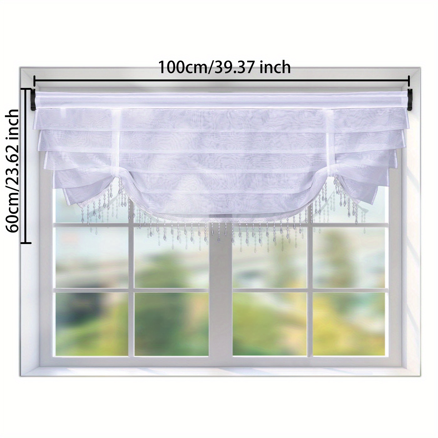 E-shop Römer Kurzvorhänge, ., 80X60/100X60/150X60Cm, für Fenster und Balkone, mit Perlenbesatz, Hohlstab-Hängeinstallation, Küchenvorhänge,