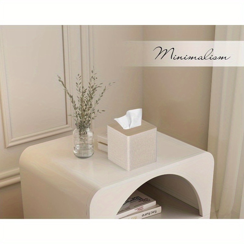 2 pack square tissue box cover with magnetic closure beige high quality bathroom living room decor fits standard tissues for home office or gift home decor accessory   accessory   texture functional decor item interior design lovers Product details 2