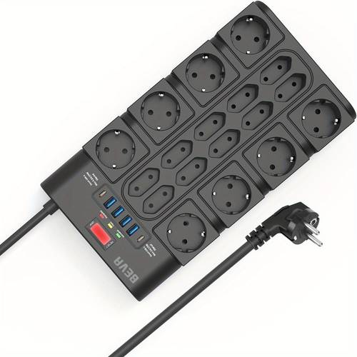 18 way multiple socket 3680 w 16 a with 2100j power strip with 2 usb c 15 w 4 usb a multiple plug with switch socket for office home