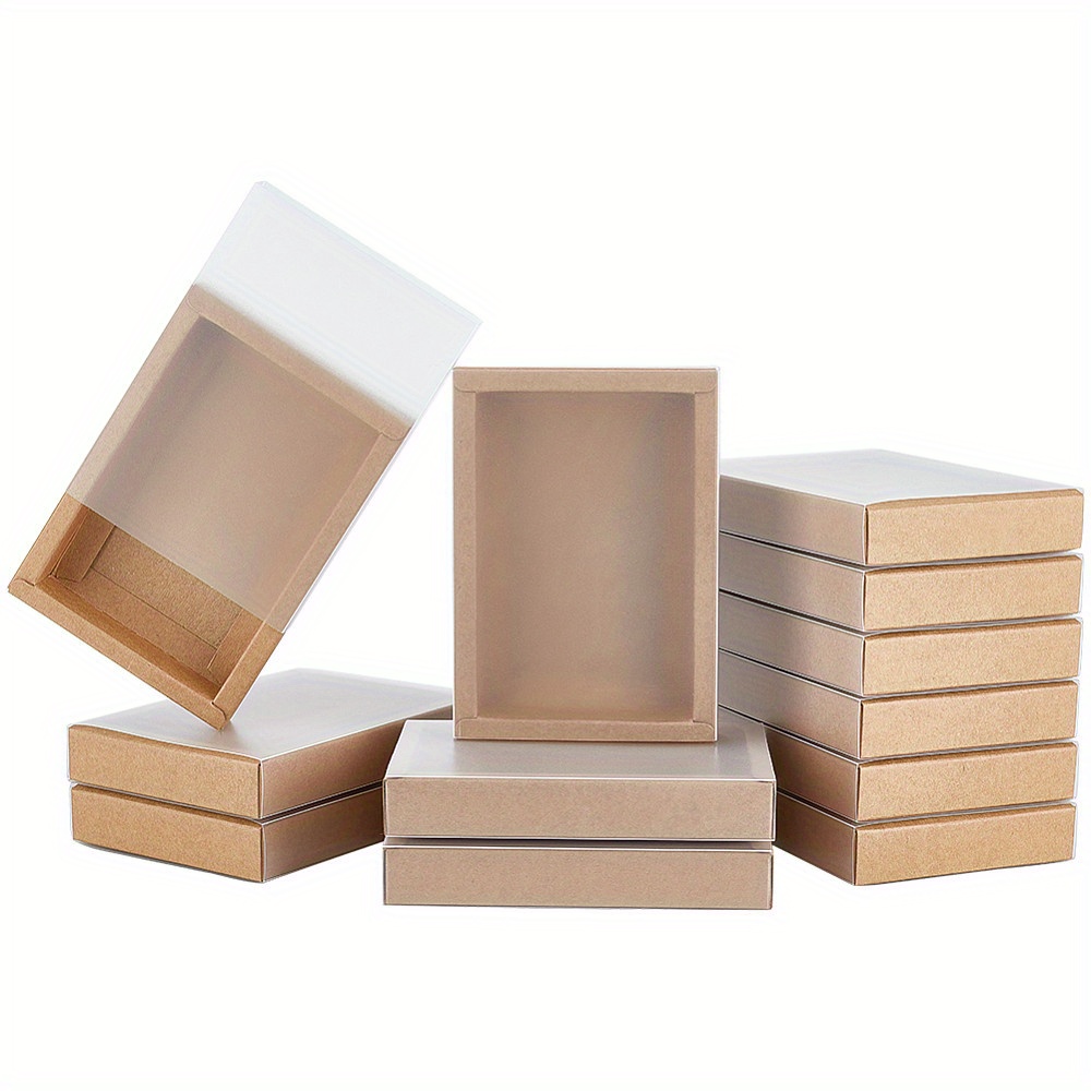 Image of 16pcs Paper Gift Boxes With Translucent Plastic Lids - Elegant Jewelry Storage & Display Cases, 5.43x3.82x0.98 Inches, & Stylish Packaging Solution For Gifts Or Jewelry, Jewelry Box