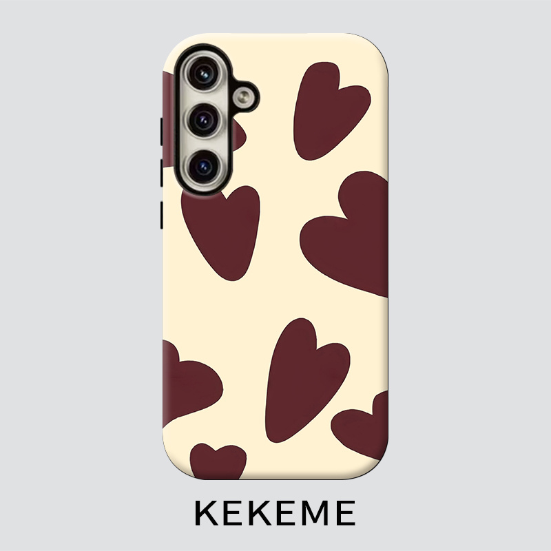 TEMU Phone Case - Kekeme Reddish-brown Heart Film 2-in-1 Suitable For Galaxy S26 S25 S24 S23 S22 S21 S21+ S21 Fe Edge S20 A15 A16 A17 A23 A32 A34 A35