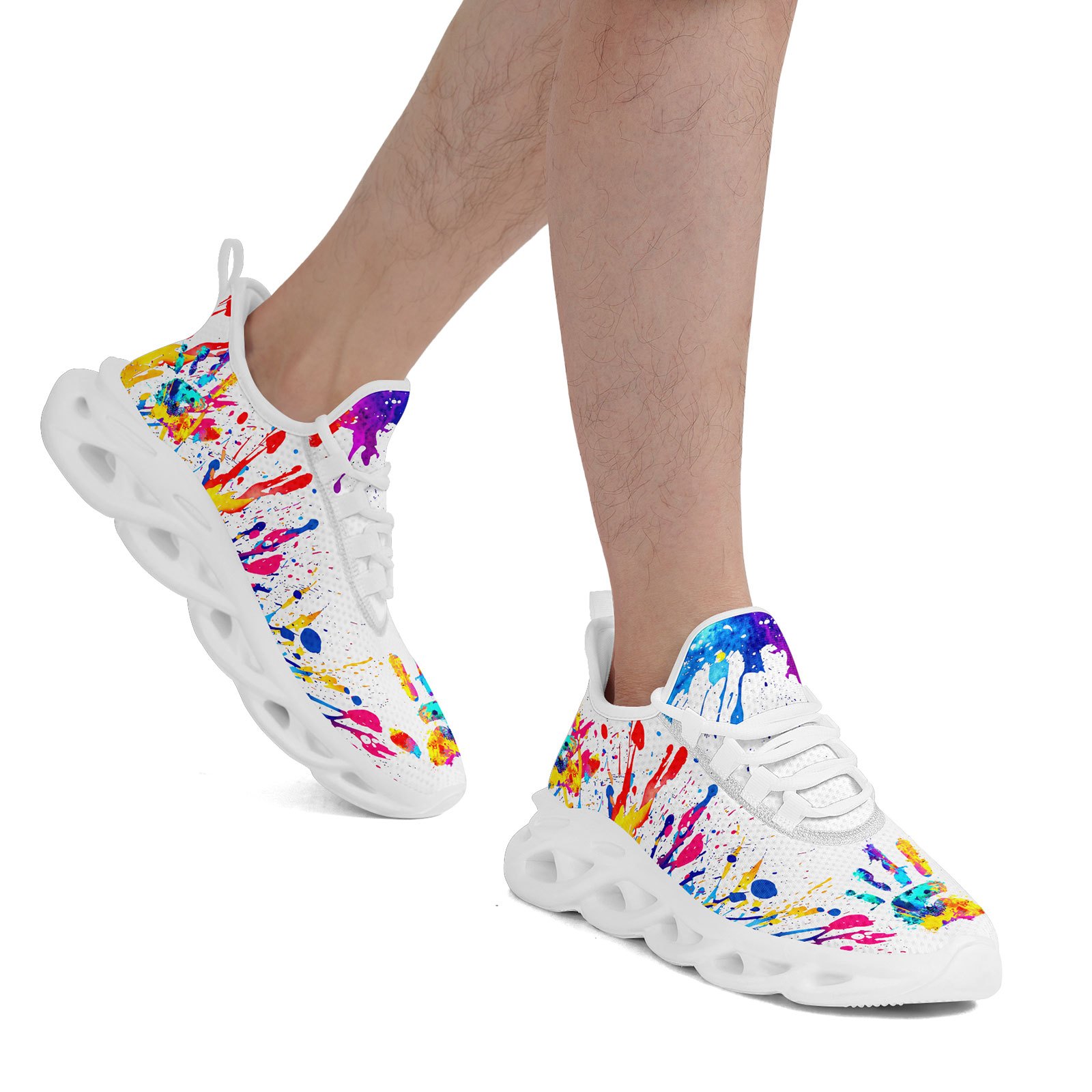 Men's Wide Fit Canvas Shoes with Multicolor Splash Print