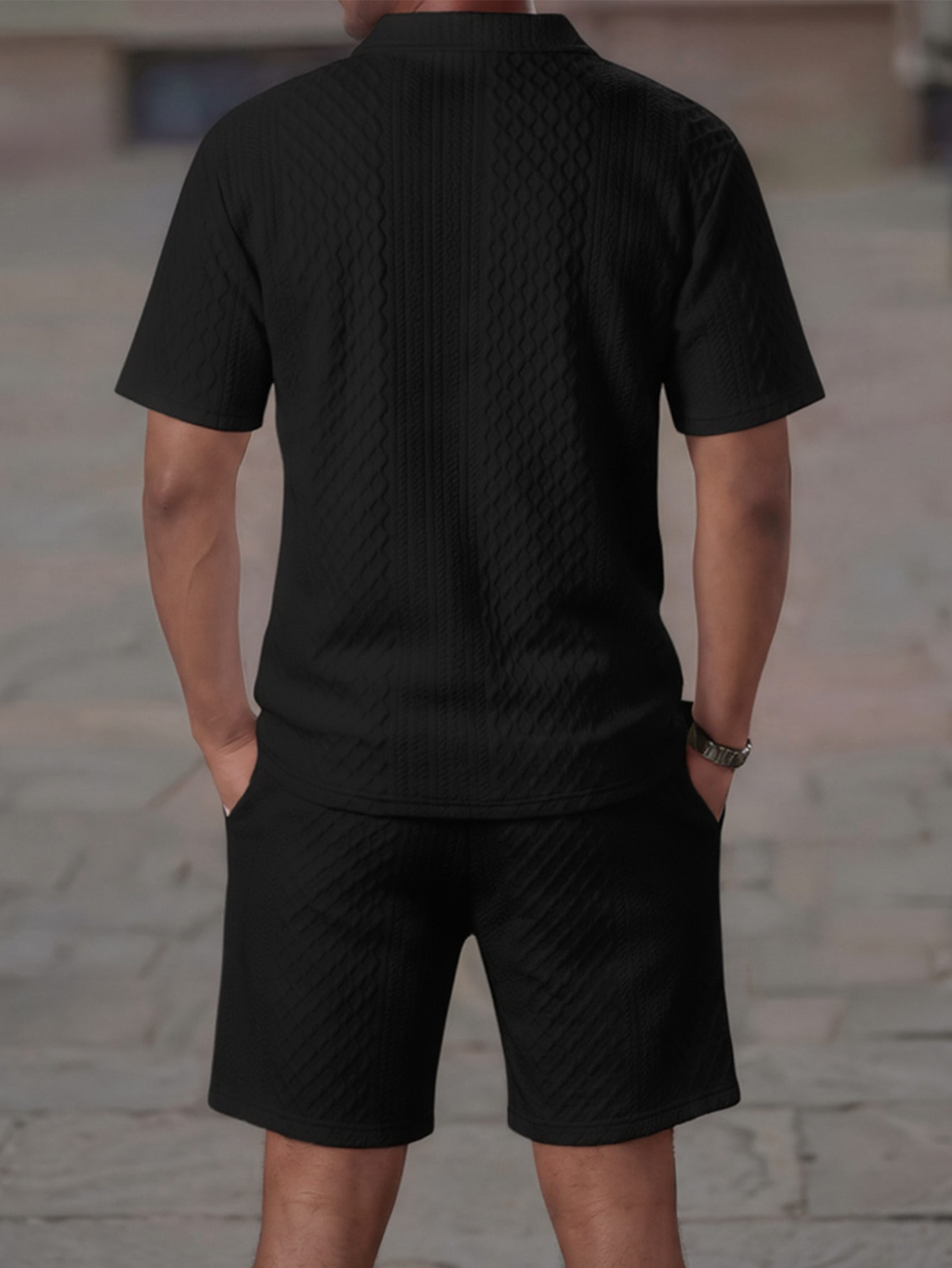 Casual Sporty Men's Short-sleeve Shirt and Shorts Set for Daily Outdoor and Commuting Wear
