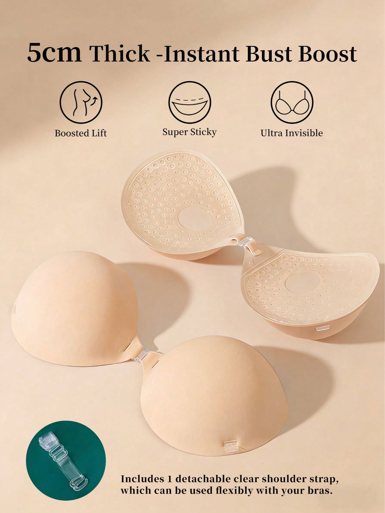 clear bras for backless dresses Clear Back Bra in Beige | Interchangeable Clear Bra Straps main image 1