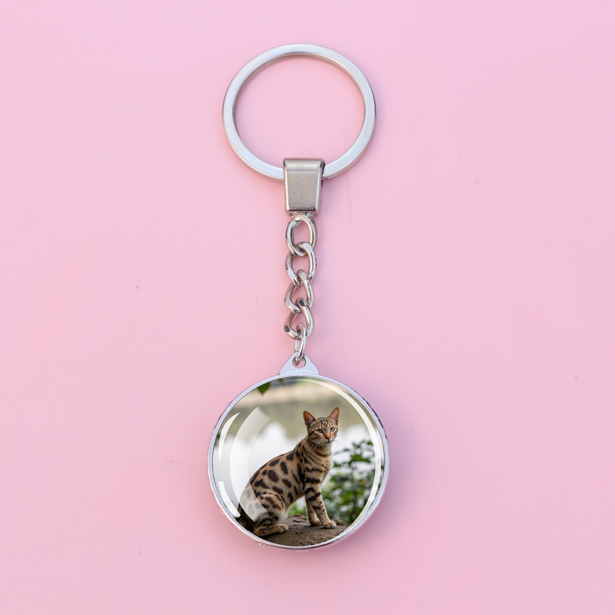 TEMU 1pc Luminous Double Sided Customized Picture Keychain Exquisite And Fashionable Double-sided Glass Circular Pendant Keychain 2 Customizable