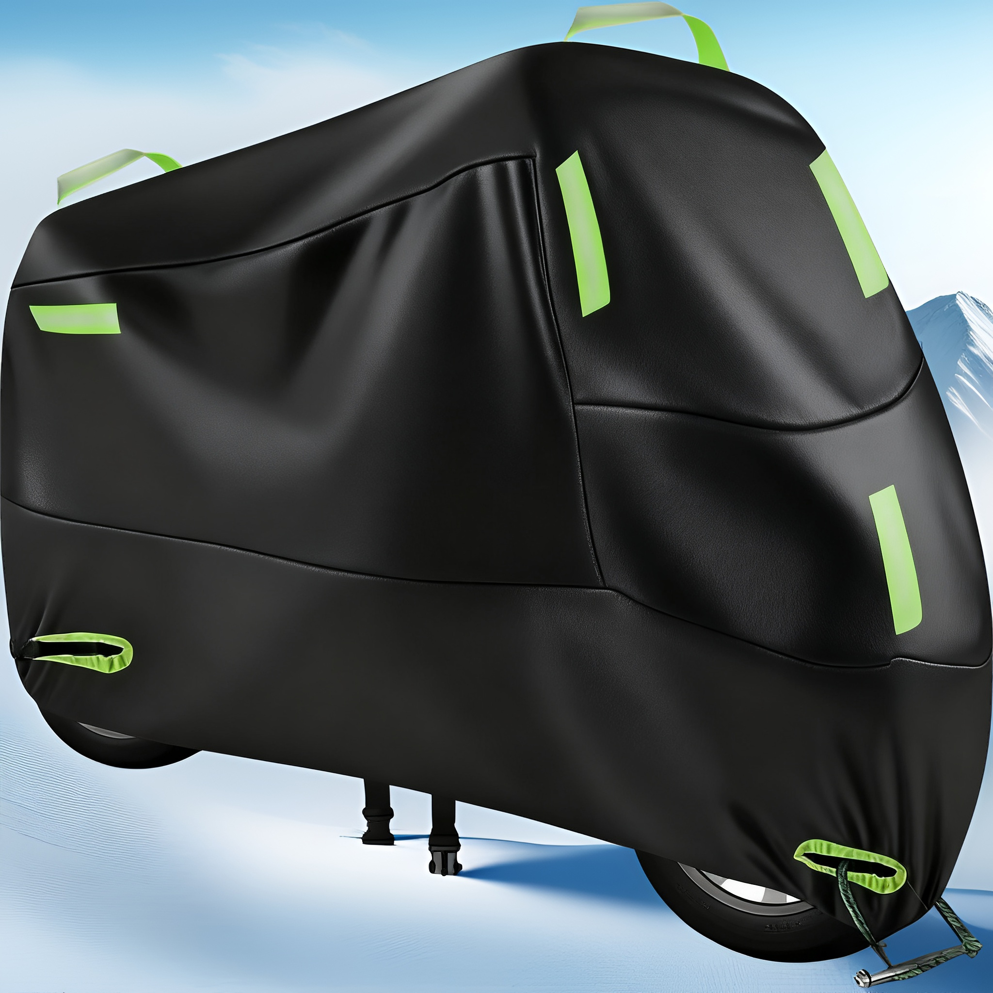 TEMU Housse de Moto Universelle en Tissu Oxford 500D, Housse Intégrale Épaisse et Résistante à l' pour Moto avec Bandes Réfléchissantes, Coupe-Vent,