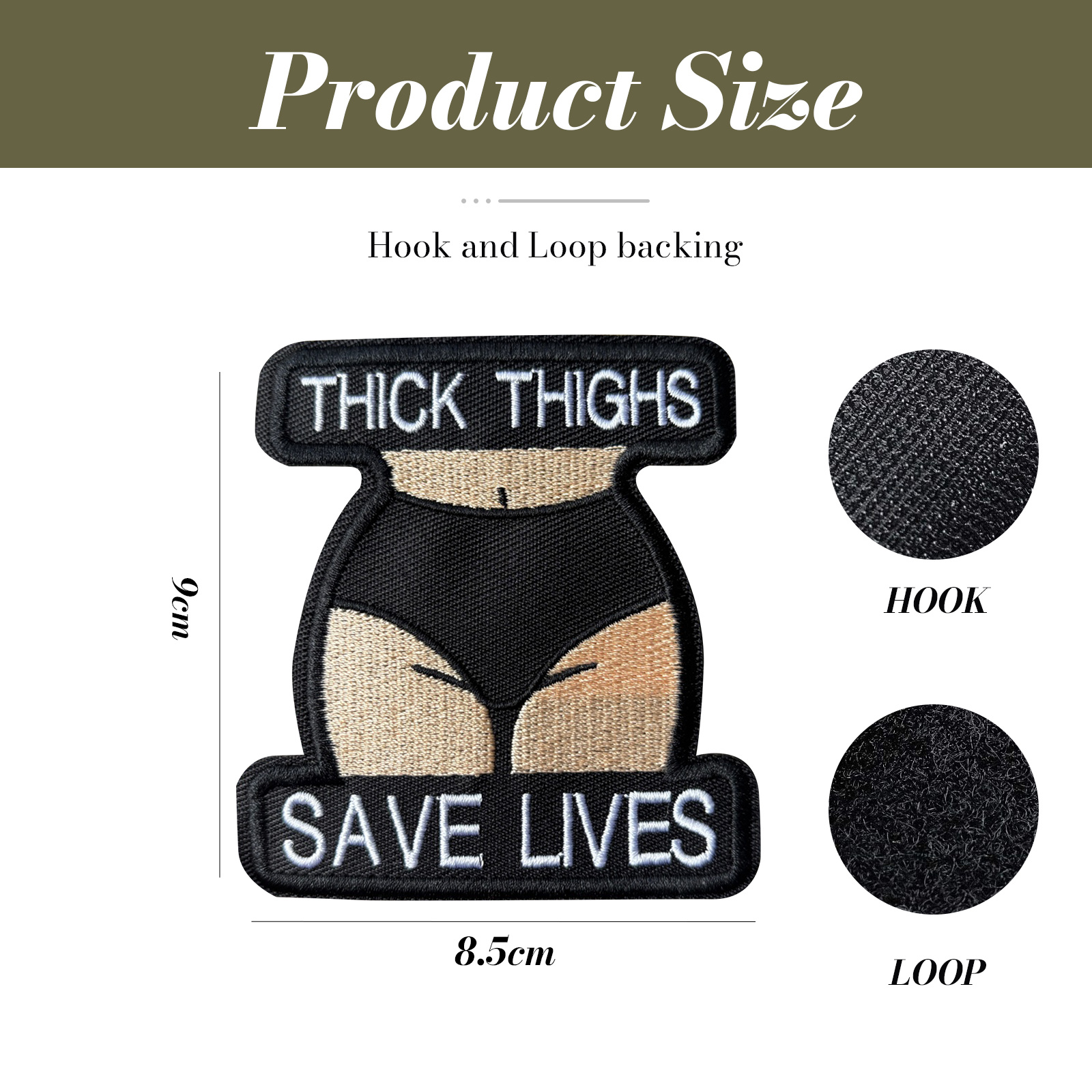 TEMU Thick Thighs Save Lives 3.5 Inch Embroidered Patch Patch Brodé Drôle Meme Badge de Tactique pour Sac à Dos Veste Gilet