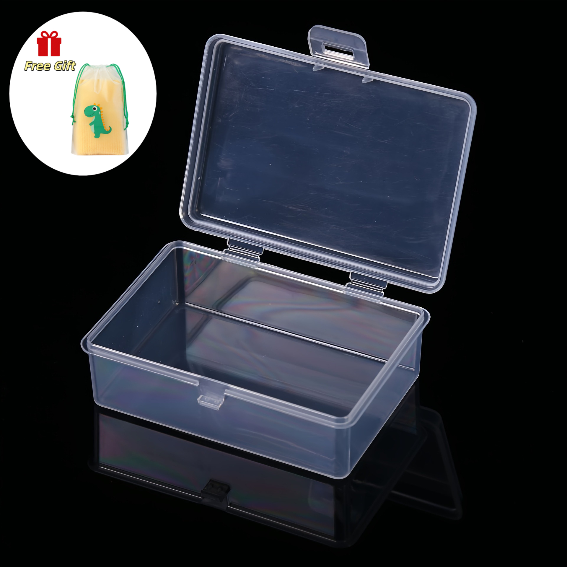 TEMU 2pcs Set (1pc Rectangular Transparent Storage Box And 1pc Cute Dragon Pouch) - Multifunctional Organizer For Screws, Keys, Paperclips, Etc.