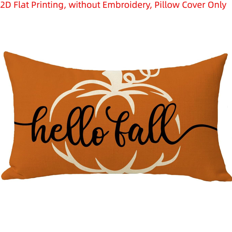 TEMU 2d Flat Printing, 1pc, Pumpkin Lumbar Throw Pillow Cover, Autumn Farmhouse Home Decor Single-sided Printing, Without Embroidery, Pillow Inserts