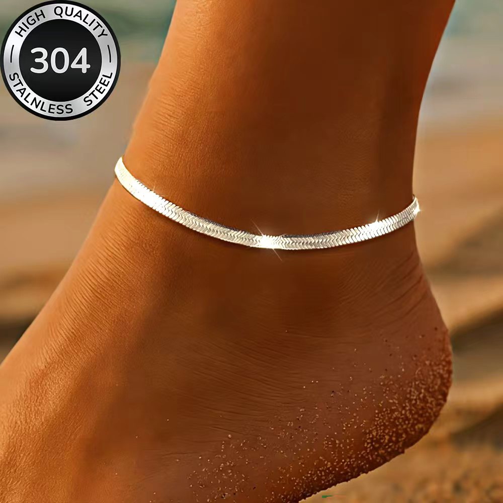 Image of High-quality Stainless Steel Golden Anklet, Anti-fading, Easy And Elegant, Suitable For Fashionable Ladies' Anklets For Daily Wear Or Parties, Jewelry Additions, Is A Delicate Gift For Women