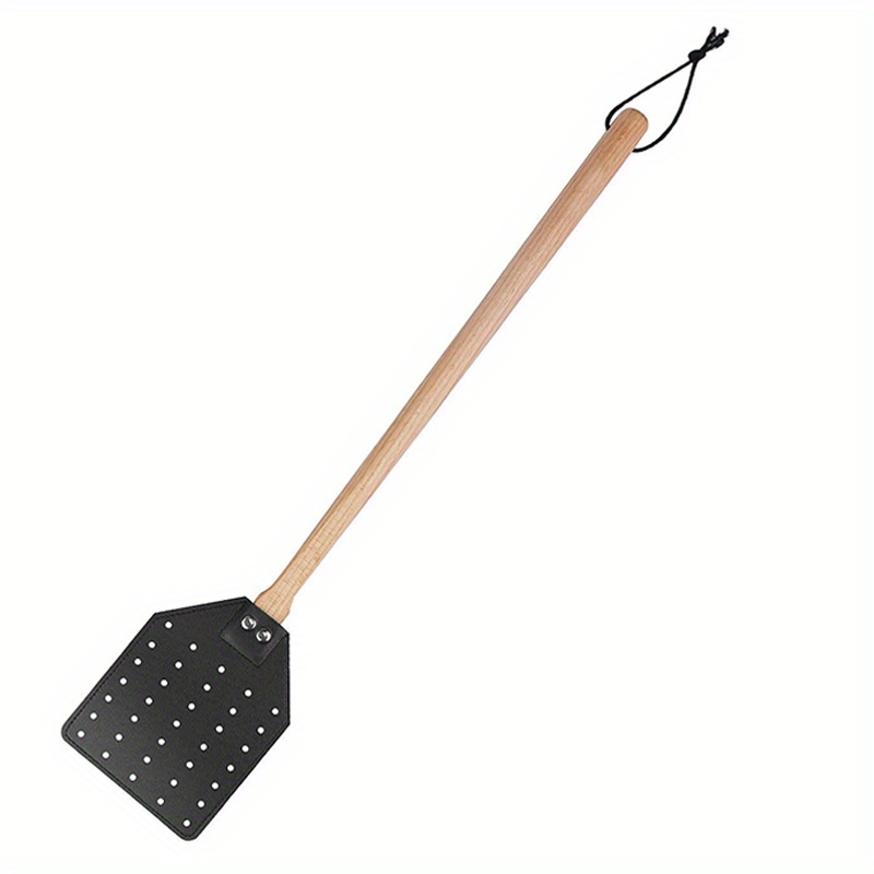 Image of Indoor Heavy-duty Swatter - Long-handle Heavyweight Wooden Fly Swatter With Lanyard, Outdoor Durable Rustic- Swatter For Flies, Mosquitoes, And Bees