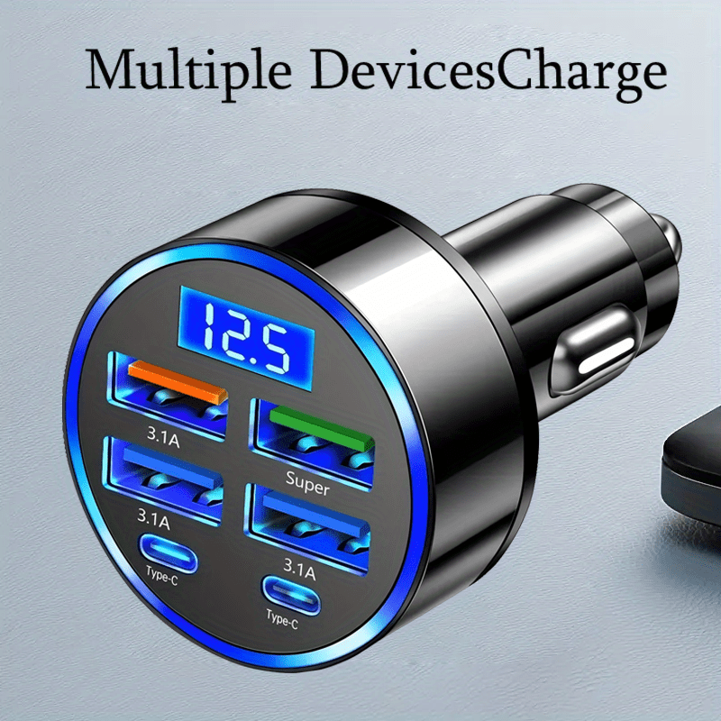 soporte magnético para cargador sin varillas de coche con cargador de teléfono y soporte de 6 en 1, qc3.1, enchufe de coche, puertos usb dobles, carga rápida, regalo de para 11 fiestas detalles 2