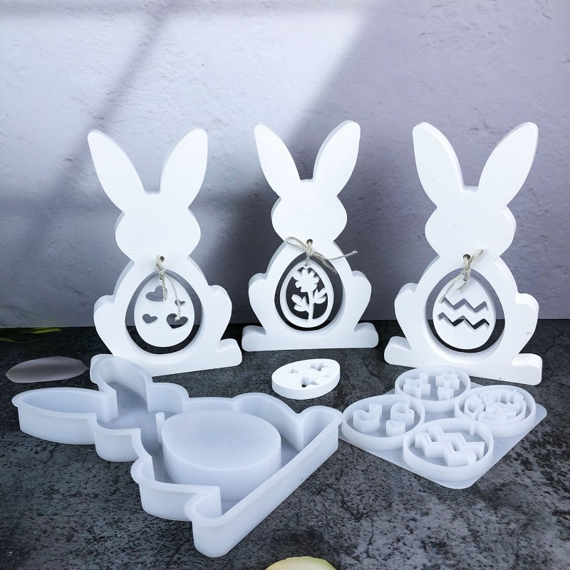 

2pcs Bunny Silicone Molds For Diy Hanging Pendants - Rabbit Ornament & Tag Casting Kit , Star, Moon Shapes - Plaster & Cement Crafts