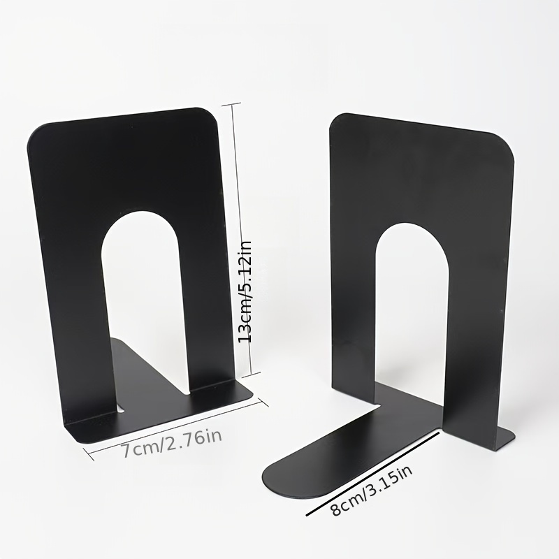TEMU 2pcs Of Polished Iron Metal Bookends, , Suitable For Organizing In Libraries, Student Desks, And Office Desks.