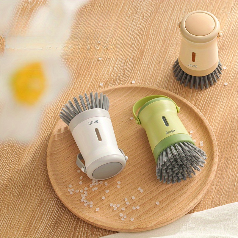 1-Pack Heavy Duty Kitchen Brush with Built-In Soap Dispenser, Multi-Surface Cleaning Tool for Dishes, Pots, Pans, Stovetops, Grills, Ovens, Sinks And Cookware, Hanging Storage Design with Non-Slip Handle, Household Cleaning Tool
