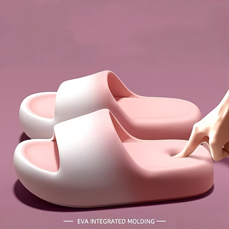   unisex eva integrated molding thick sole slides soft cushioned open toe slippers non slip casual shoes for summer indoor outdoor wear