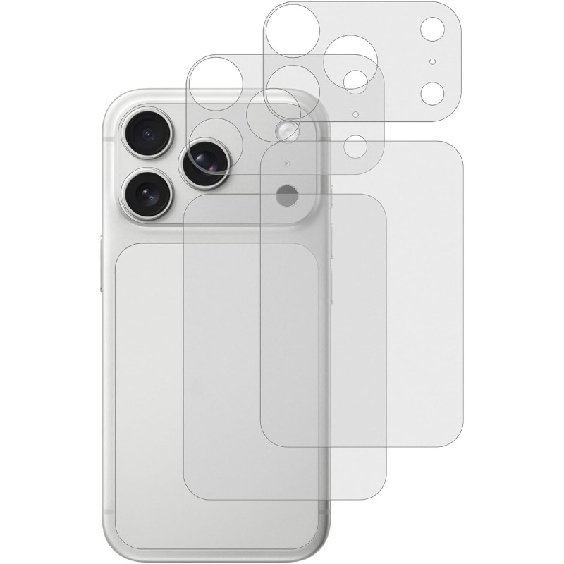 Image of Back Film, And Camera Platform Cover For Iphone 17 Pro/17promax, Soft Pet Scratch Resistant, Translucent Matte - 2pcs And 2pcs Pack