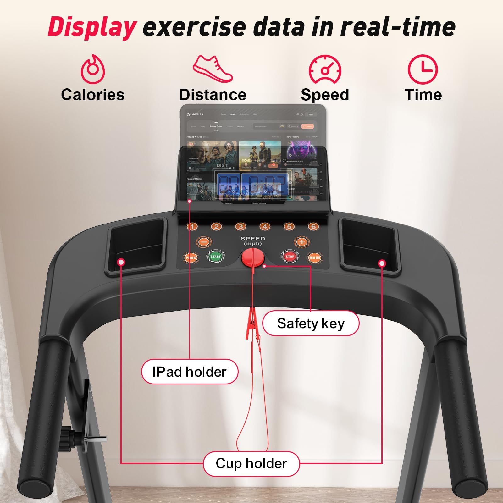 XMKEY Foldable Portable Treadmills for Home with 300 LBS Capacity, APP Control, Compact Small Walking Pad Treadmill for Office, Without Battery