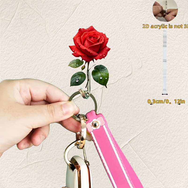 1pc Unique Charm Dark Red Rose Flower Auxiliary Hook, , No Drilling Required, Perfect Gift For Bathroom, Door, Storage, For Space Dressing, Utility Hooks