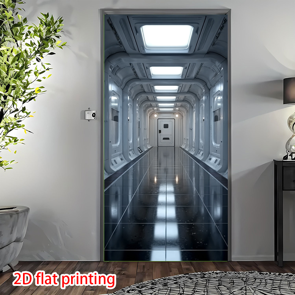 TEMU 2d Flat, 2d Door Banner, 1pc 1pcs Space-themed Door Banner With Celestial Windows & Corridor - Detachable Flat Panel Suitable For Indoor/outdoor