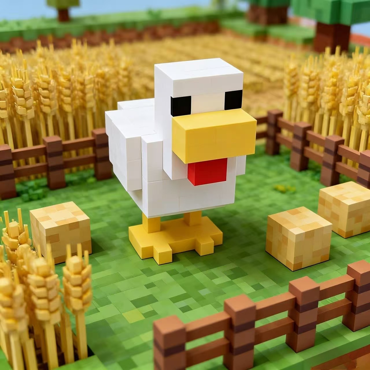 2pcs, 3d Printed Pixel Chicken Statue, Desktop Decoration, Room Decoration, Toys, Figure, Figurine, Room Decor, Halloween