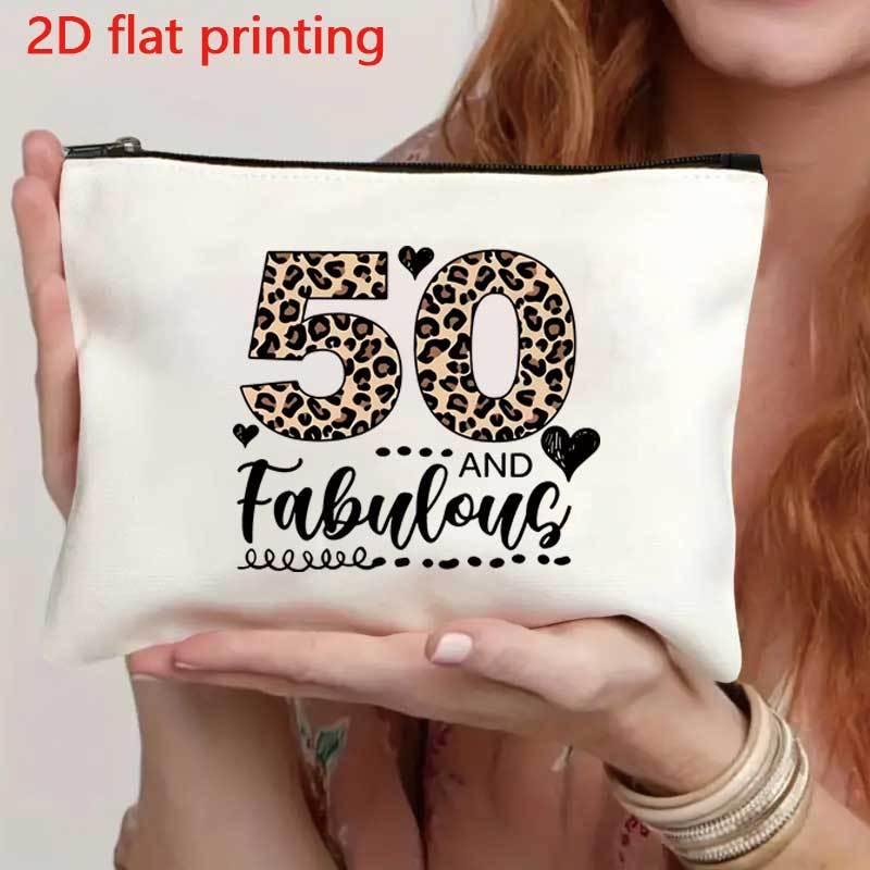 TEMU 1pc Vintage 1975 50th Birthday Printed Toiletry Bag, Portable Makeup Organizer, Lightweight Cosmetic Case Clutch, Zippered Pocket, Travel