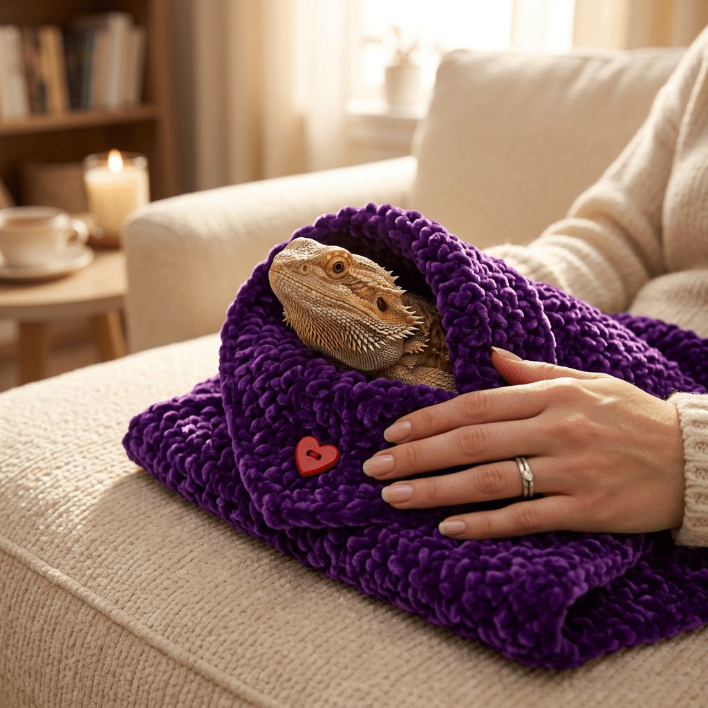 Reptile Blanket Suitable for Sleeping & Travel - Super Soft Chenille Lizard Wrap with Adorable Cocoon Bed for, Frogs, Lizards - Cozy Snuggling for Bonding & Photography, 5 Colors, 29.97x29.97cm for Small Amphibians - Image 2
