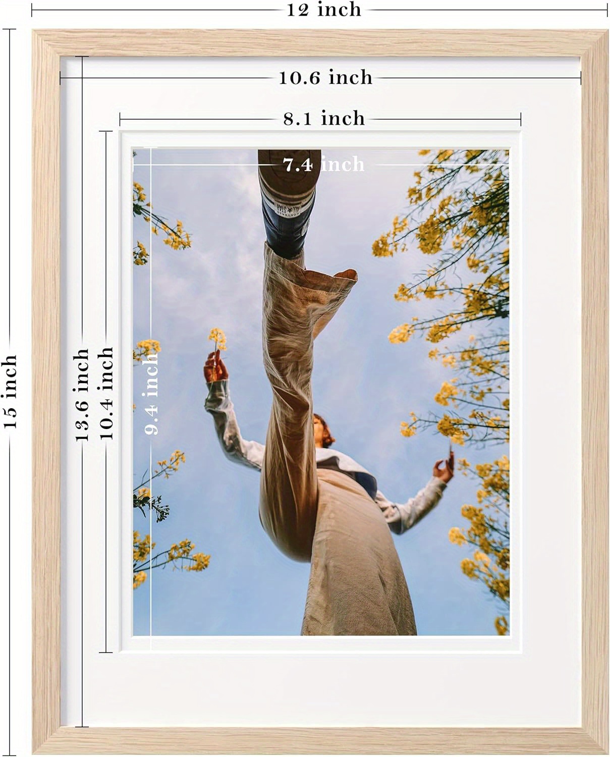 12×16 Picture Frame with Mat and Acrylic Cover Wooden Photo Frame for  Tabletop, galleryand Wall Display, Office and