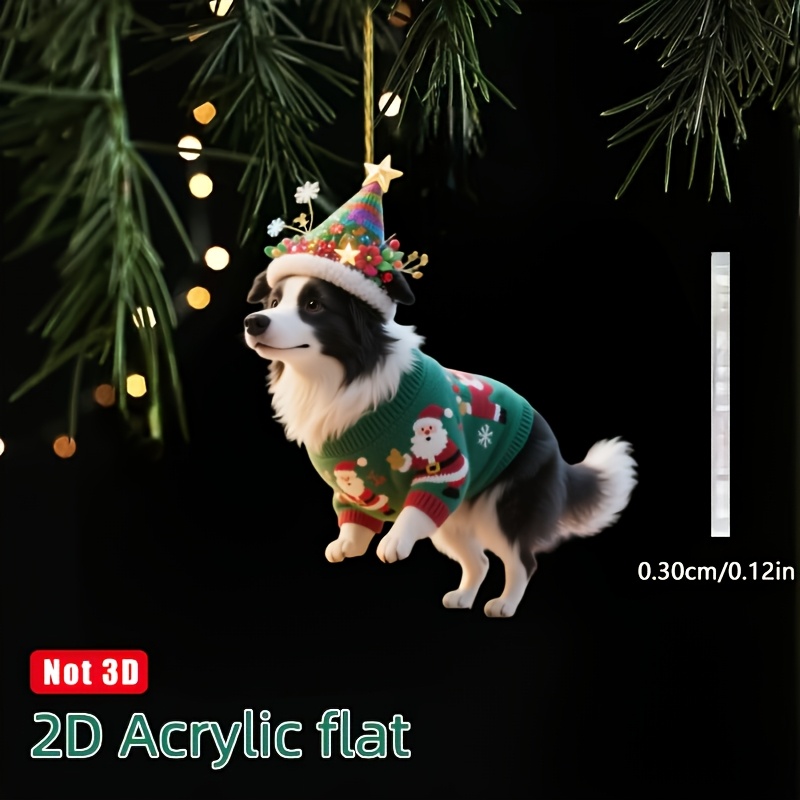 TEMU 2d Flat - A 2d Flat Acrylic Pendant Featuring A Running Wearing A Christmas Hat - A Festive Decoration - A Ornament For The Christmas Tree,