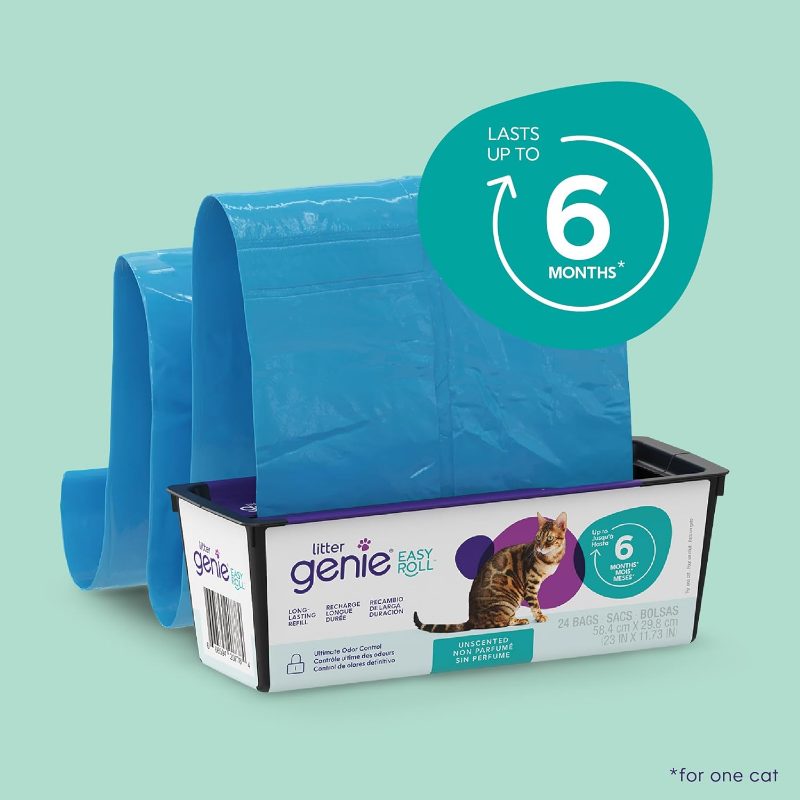 Litter Genie Easy Roll Pail Litter Box Waste Disposal System Odor Control Includes 1 Continuous Refill Bag - Image 8