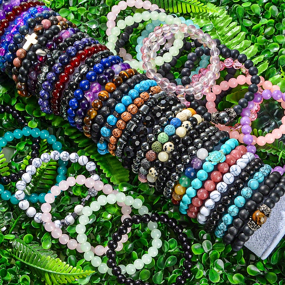50pcs Bohemian Beaded Imitating Natural Stone Bracelet Set