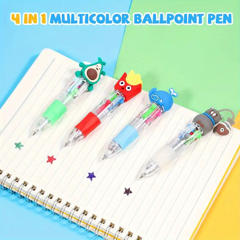 24pcs mini 4 in 1 multicolor retractable ballpoint pens mini pen set with blue red black green ink school supplies classroom prizes giveaways year end gifts christmas gifts h Product details 4