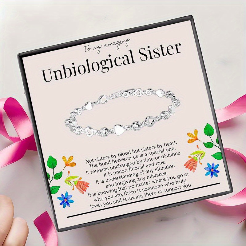 TEMU 1pc Boho Y2k Style Titanium Charm Bracelet With Synthetic Zirconia For Women - Gift With Engraved Card And Gift Box Packaging - Ideal For & Special Occasions, Christmas Holiday Present