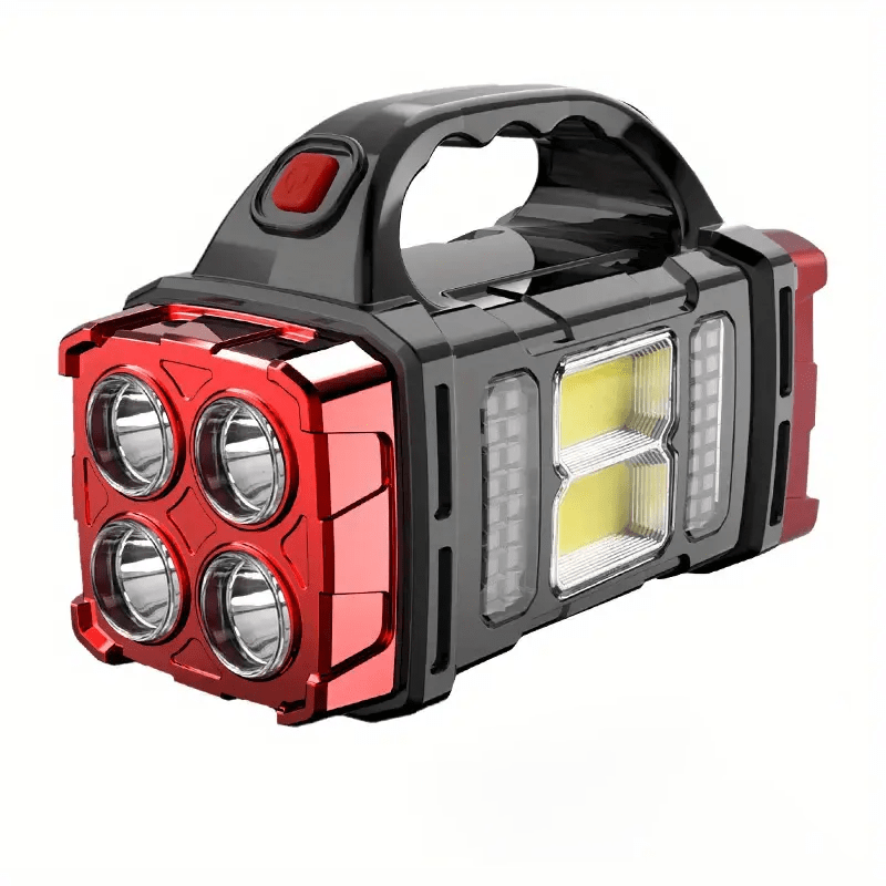 TEMU Lampe de poche portable à double chargement solaire et USB, lampe de poche LED haute luminosité et haute luminosité, avec projecteur COB, 4 ,
