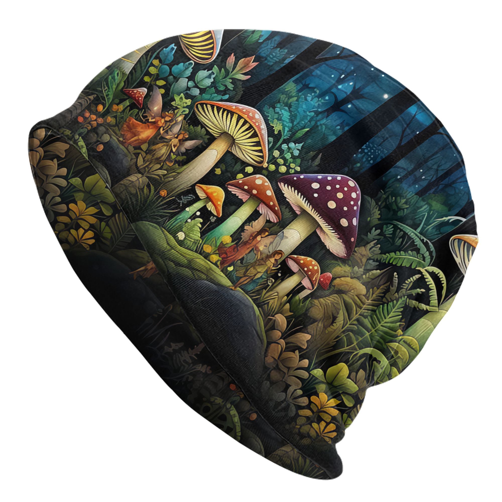 TEMU Mushroom Men's Beanies Printed Chemotherapy Pile Outdoor Turban Breathable 2d Print Design