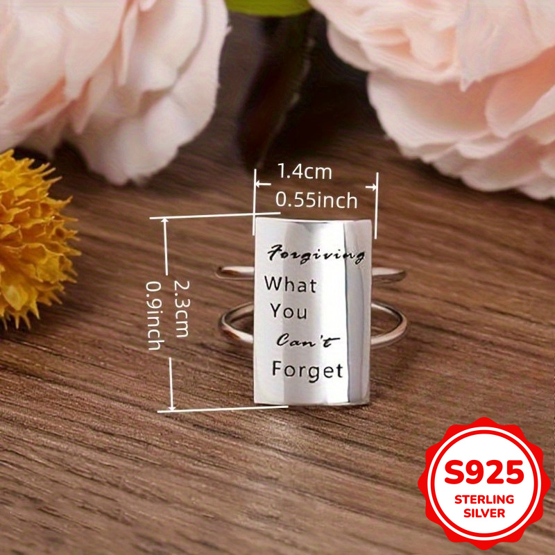 Vintage S925 Silver Lettering Shield Ring, Unisex Gift