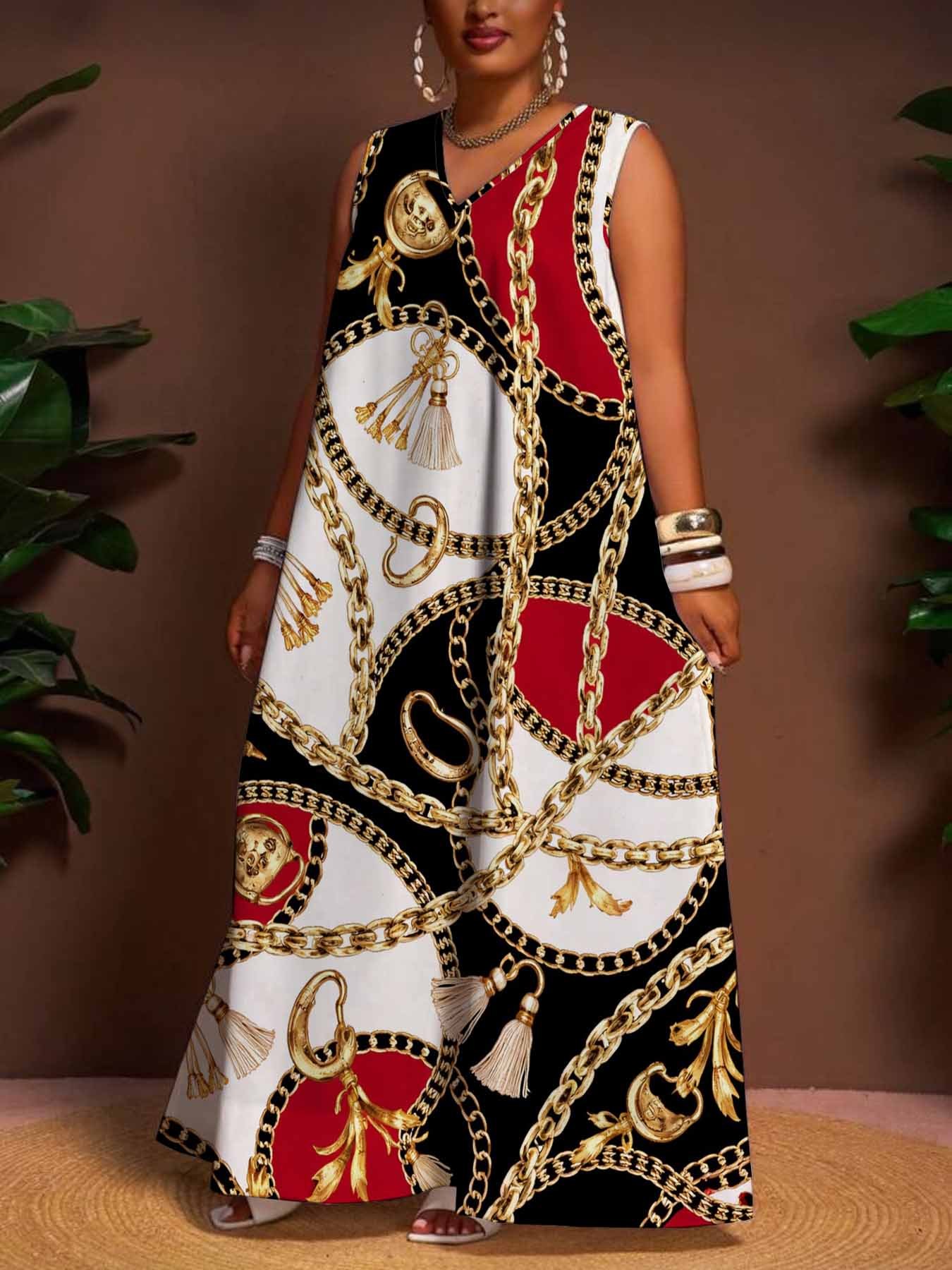 chain print dress sold on Temu United States