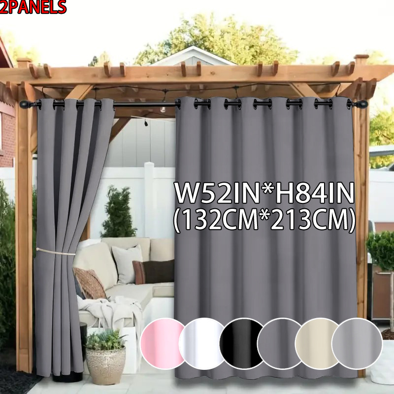 TEMU pièces de rideaux d'extérieur occultants 100% anti-éclairs, fabriqués en polyester de couleur unie avec une doublure revêtue, légers, dotés d'un