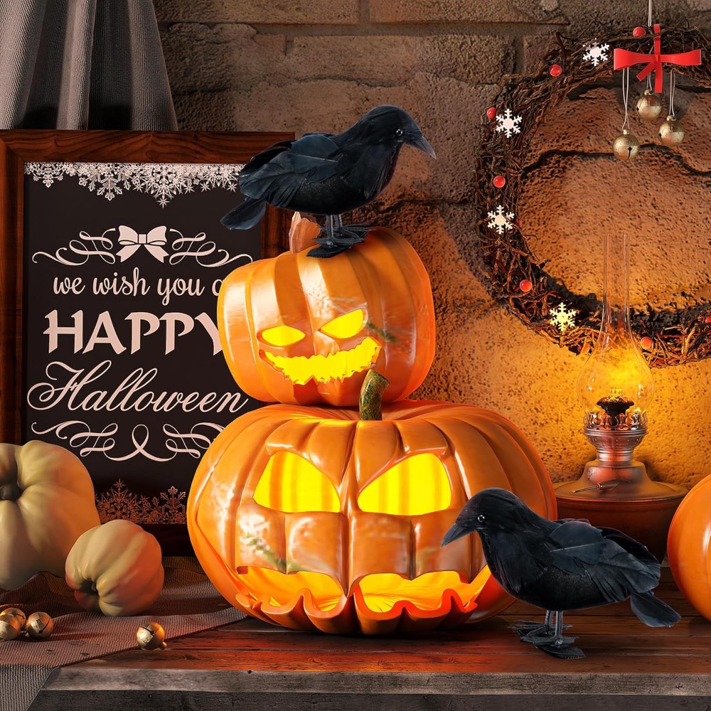 Image of 1pc 18cm Halloween Shoulder Crow Decoration, Realistic Crow Statue With Shoulder Strap, Shoulder Costume Prop For Halloween Cosplay Party, Suitable For Role Play