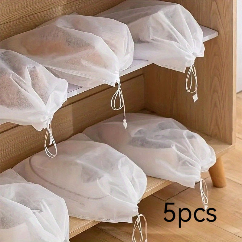 E-shop 5er-Pack Stoff Schuhbeutel zur Aufhängung - Leichte, staubdichte, feuchtigkeitsbeständige Reiseschuh-Aufbewahrungsbeutel mit Kordelzug
