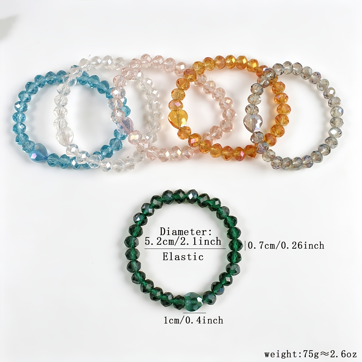 6pcs Macaron Color Faceted Stretch Bracelet Set