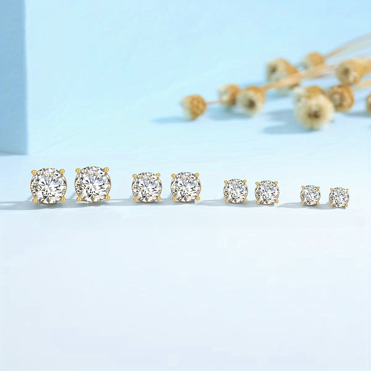Moissanite Four-Prong Earrings, Stylish Statement Piece