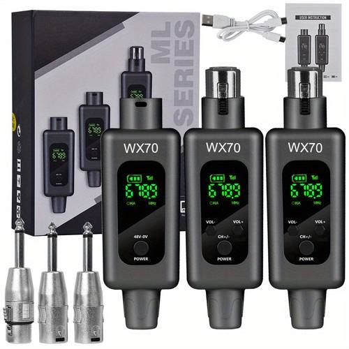 microphone transceiver songsim wireless microphone transceiver with uhf xlr adapter usb c charging 50m range works for instruments dj mixers speakers